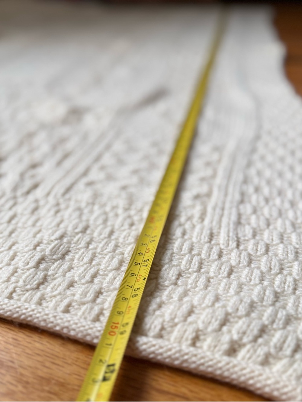Aran Crafts Throw blanket 53"x59" Made in Ireland 100% Merino Wool Cream Knit - Picture 6 of 12